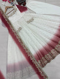 New Party Wear Look Pur Heavy Dual Tone Peding Star Georgette Gown Dupatta & Bottom Set