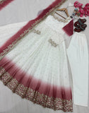 New Party Wear Look Pur Heavy Dual Tone Peding Star Georgette Gown Dupatta & Bottom Set