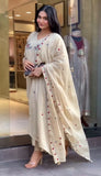 New Designer Party Wear & Festival Look Pure Mul Roman Kurti Pant & Dupatta Set