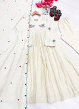 New Designer Party Wear & Festival Look Pure Mul Roman Kurti Pant & Dupatta Set