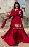 Natural Crep Silk with Bids Hand Work With 5mm Sequence Multi Needle Embroidery Work Top Lehenga Dupatta Set