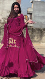 Natural Crep Silk with Bids Hand Work With 5mm Sequence Multi Needle Embroidery Work Top Lehenga Dupatta Set
