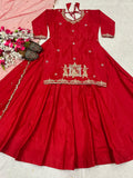 Natural Crep Silk with Bids Hand Work With 5mm Sequence Multi Needle Embroidery Work Top Lehenga Dupatta Set