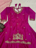 Natural Crep Silk with Bids Hand Work With 5mm Sequence Multi Needle Embroidery Work Top Lehenga Dupatta Set