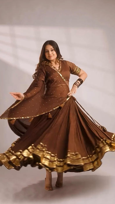 NAVARATRI SPECIAL MUL CHANDERI DESIGNER LAHENGA CHOLI WITH GOTTA PATTI WORK