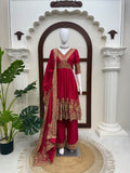 Chinon Fabric with intricate Thread with Sequence with coding Work Beautiful Salwar Kameez