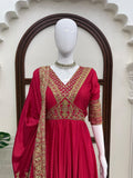 Chinon Fabric with intricate Thread with Sequence with coding Work Beautiful Salwar Kameez