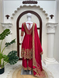Chinon Fabric with intricate Thread with Sequence with coding Work Beautiful Salwar Kameez
