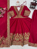 Chinon Fabric with intricate Thread with Sequence with coding Work Beautiful Salwar Kameez