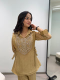FESTIVAL WEAR BEAUTIFUL BEADS EMBROIDERED CO-ORD SET TOP PANT WITH SHRUG
