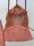 FESTIVAL WEAR BEAUTIFUL BEADS EMBROIDERED CO-ORD SET TOP PANT WITH SHRUG