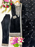 Pure 9thoujent Viscous Velvet With Heavy Embroidery 5mm Sequence Work Salwar Kameez