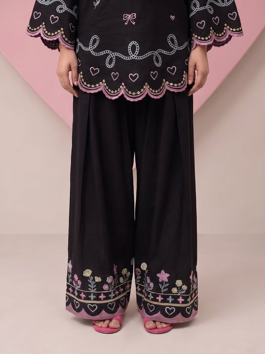 New Designer Party Wear Look Roman Chanderi Silk Fancy Border Multi Needle Work top with farshi salwar