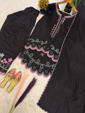 New Designer Party Wear Look Roman Chanderi Silk Fancy Border Multi Needle Work top with farshi salwar