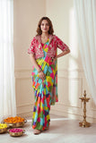 Heavy Chinon Silk Saree with Heavy Crep Silk Blouse & Koti Set