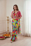 Heavy Chinon Silk Saree with Heavy Crep Silk Blouse & Koti Set