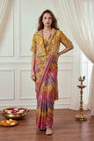 Heavy Chinon Silk Saree with Heavy Crep Silk Blouse & Koti Set