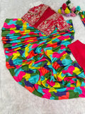 Heavy Chinon Silk Saree with Heavy Crep Silk Blouse & Koti Set