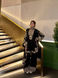 Beautiful French Crap with Zari Embroidery Work & With Pompom Lace Border Salwar Kameez