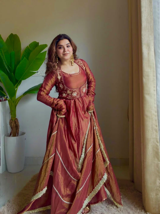 Heavy Cosmos Silk With Semi Bits 3mm Sequence Embroidery Work Anarkali Salwar Kameez