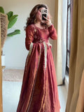 Heavy Cosmos Silk With Semi Bits 3mm Sequence Embroidery Work Anarkali Salwar Kameez