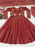 Heavy Cosmos Silk With Semi Bits 3mm Sequence Embroidery Work Anarkali Salwar Kameez