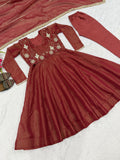 Heavy Cosmos Silk With Semi Bits 3mm Sequence Embroidery Work Anarkali Salwar Kameez