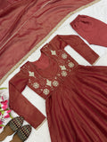 Heavy Cosmos Silk With Semi Bits 3mm Sequence Embroidery Work Anarkali Salwar Kameez