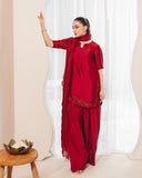 New Designer Party Wear Look Heavy Natural Crep Silk With Bids Hand Work Full Hand Work top with farshi salwar