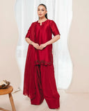 New Designer Party Wear Look Heavy Natural Crep Silk With Bids Hand Work Full Hand Work top with farshi salwar