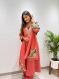DESIGNER CORDING SEQUENCE EMBROIDERED WORKED TOP PLAZZO WITH DUPATTA