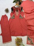 DESIGNER CORDING SEQUENCE EMBROIDERED WORKED TOP PLAZZO WITH DUPATTA