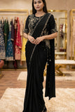 Premium Chinnon Silk Fabric Ready-to-Wear Draped Style Saree