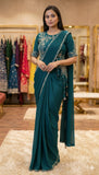 Premium Chinnon Silk Fabric Ready-to-Wear Draped Style Saree