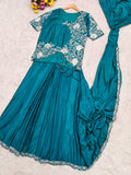 Premium Chinnon Silk Fabric Ready-to-Wear Draped Style Saree