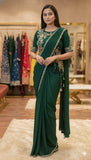 Premium Chinnon Silk Fabric Ready-to-Wear Draped Style Saree