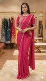 Premium Chinnon Silk Fabric Ready-to-Wear Draped Style Saree