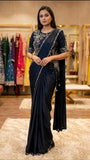 Premium Chinnon Silk Fabric Ready-to-Wear Draped Style Saree