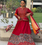 NAVRATRI SPECIAL heavy MUSLIN COTTON with Beautiful Digital print with real mirror work Lehenga Choli