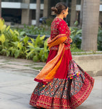NAVRATRI SPECIAL heavy MUSLIN COTTON with Beautiful Digital print with real mirror work Lehenga Choli