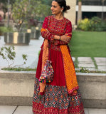 NAVRATRI SPECIAL heavy MUSLIN COTTON with Beautiful Digital print with real mirror work Lehenga Choli