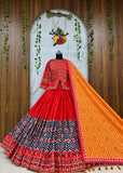 NAVRATRI SPECIAL heavy MUSLIN COTTON with Beautiful Digital print with real mirror work Lehenga Choli