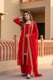 NEW DESIGNER HEAVY FUAX GEORGETTE SHARG TOP DUPATTA SET