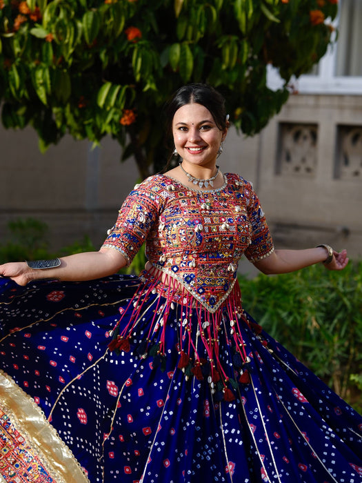 NAVRATRI SPECIAL HEAVY MUSLIN COTTON WITH REAL MIRROR WORK LEHENGA CHOLI