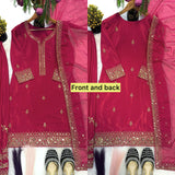 Heavy Natural Crep Silk Heavy Embroidery Sequence Work With thread work Salwar Kameez