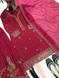 Heavy Natural Crep Silk Heavy Embroidery Sequence Work With thread work Salwar Kameez