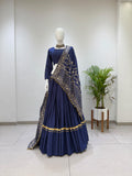 DESIGNER NAVRATRI LAHENGA CHOLI WOTH EMBROIDERED REAL MIRROR WORK