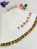 Rayon silk with Soft Net with Embroidery Sequins Work With Mirror Lehenga Layer