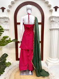 Heavy Faux Georgette with Digital weightless Print With Real Mirror Fancy Lace work Salwar Kameez
