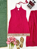 Heavy Faux Georgette with Digital weightless Print With Real Mirror Fancy Lace work Salwar Kameez